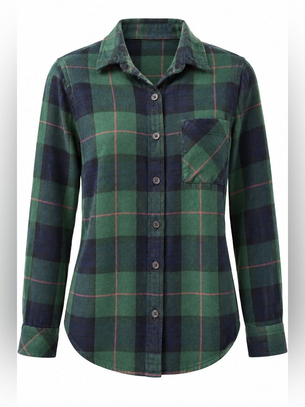 Icone by Simons Green Blue Plaid Flannel Button Up Shirt Women’s P/S